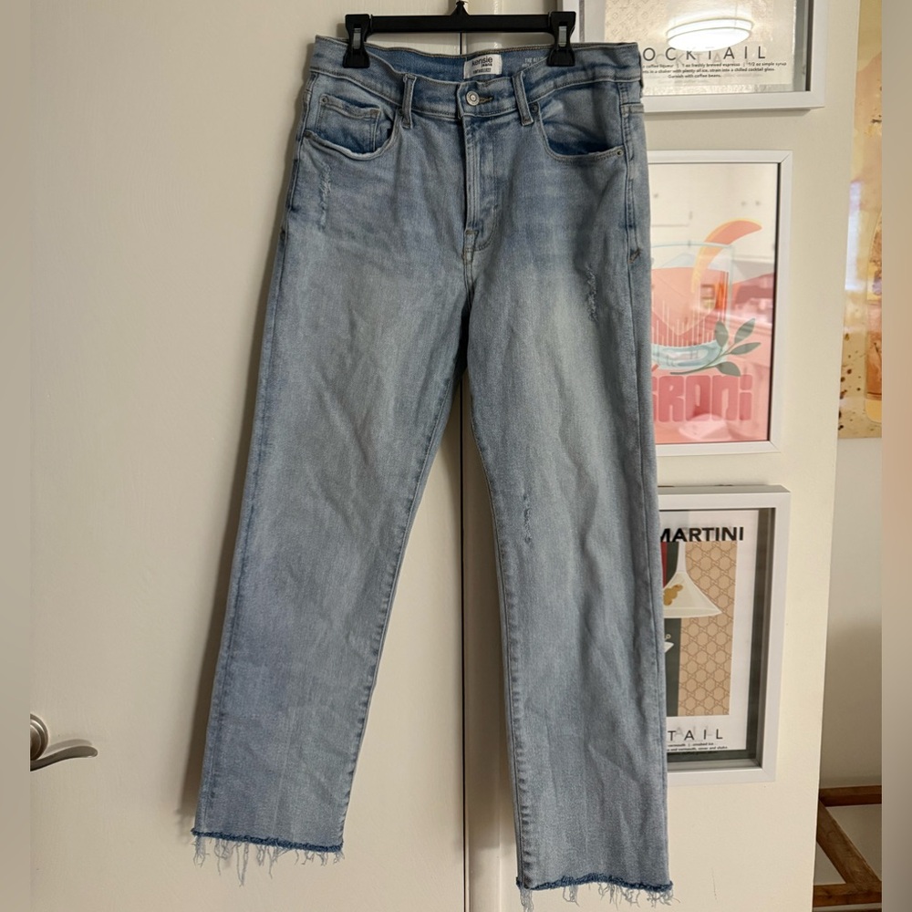 Kenzie Light Blue Frayed Hem Women's Jeans